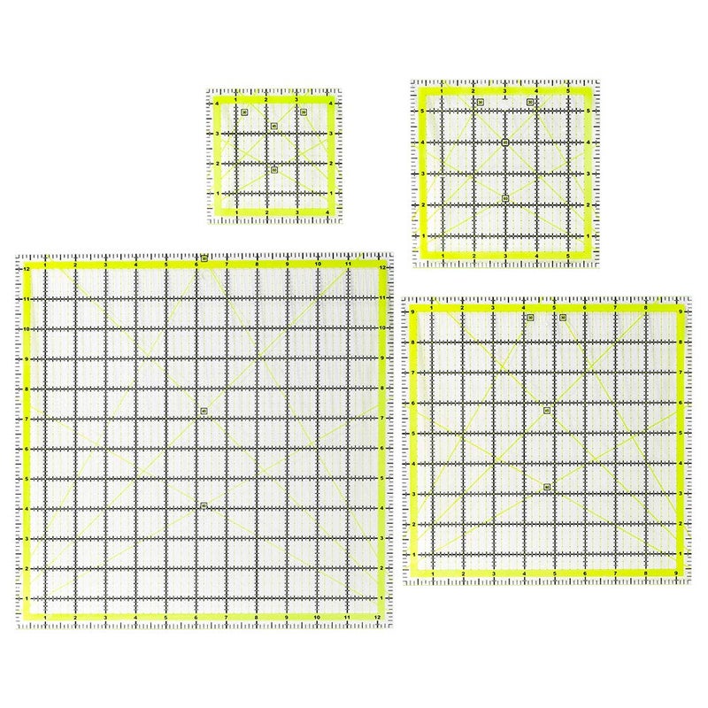 UOOU 4 Pack Quilting Ruler, Quilting Ruler (4.5"X4.5", 6"X6", 9.5"X9.5", 12.5"X12.5") Quilting Templates Fabric Cutting Ruler Acrylic Quilters Rulers Clear Mark for Quilting and Sewing - Image 2